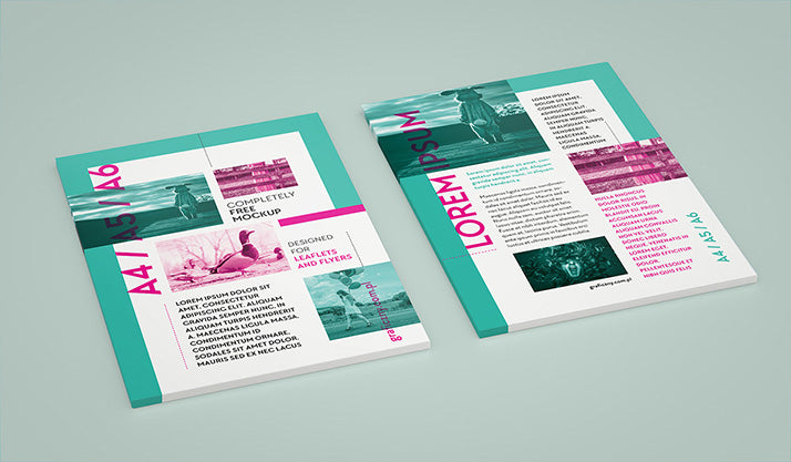 Free Vertical A4 or A5 or A6 Leaflet Mockup Set