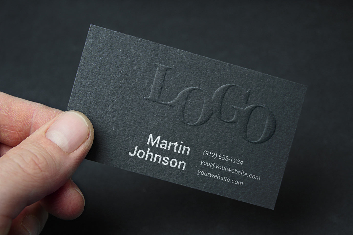 Free Embossed Black Business Card MockU