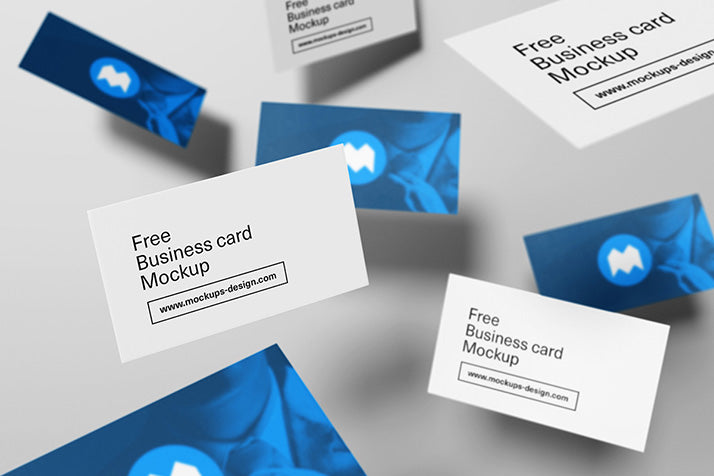 Free Colelction of Flying Business Card Mockups