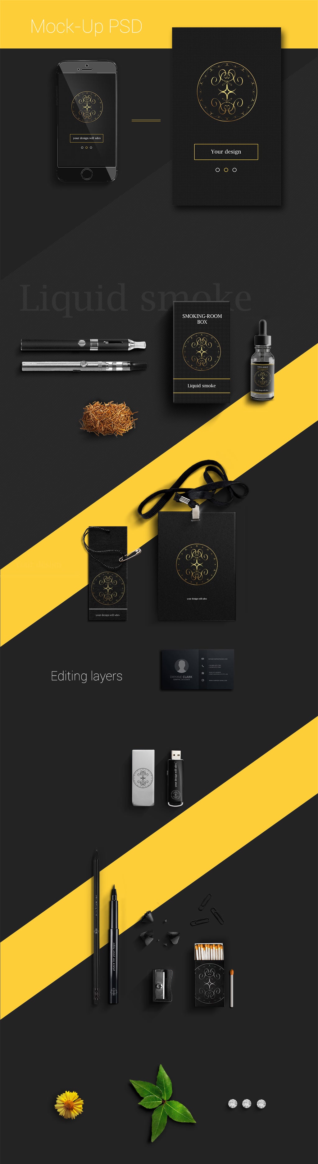 Free Corporate Identity Style Black PSD Mockup