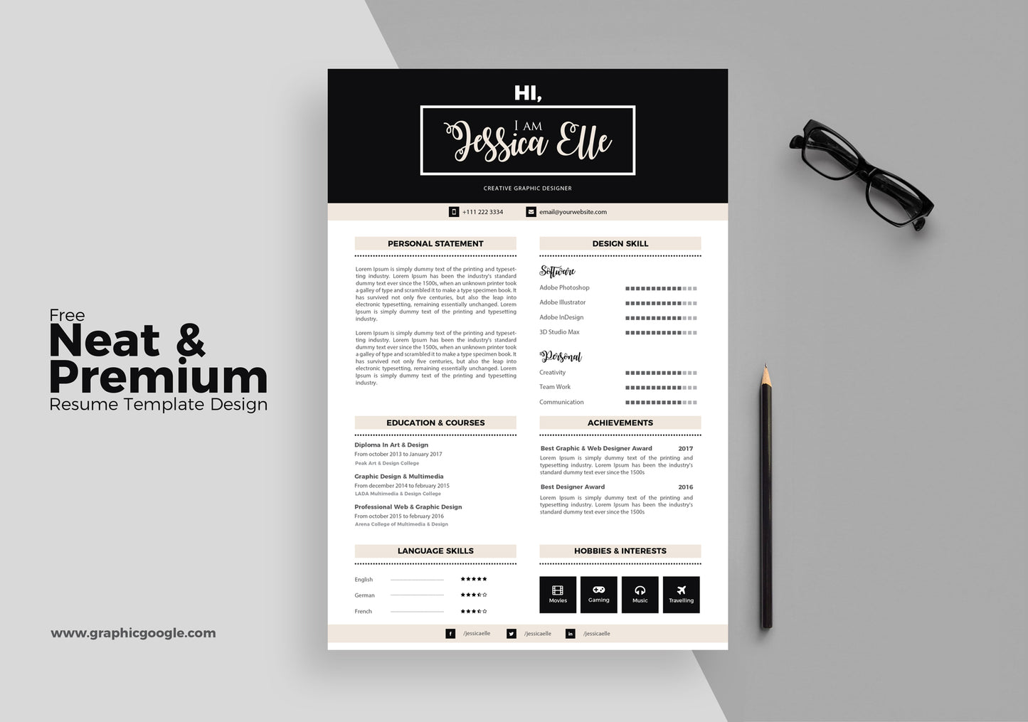 Free Neat and Premium Resume Template Design in Illustrator (AI) Format