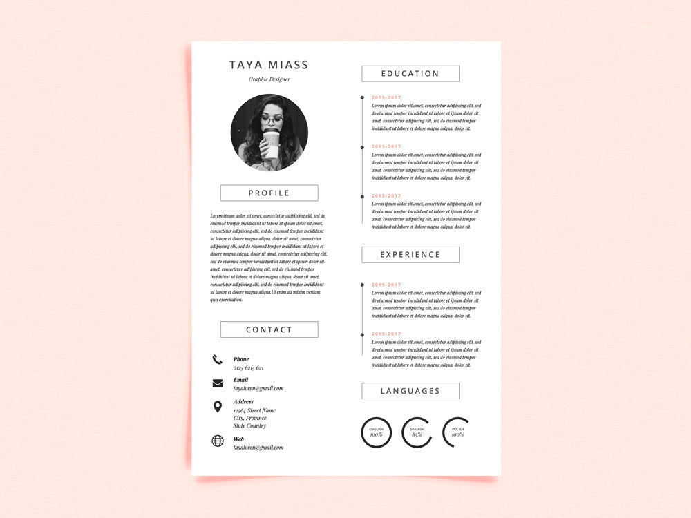 Free Super Minimal Photo Resume CV Template in Illustrator (AI) Format