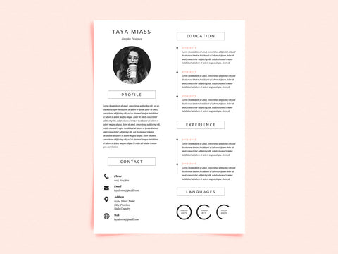Free Super Minimal Photo Resume CV Template in Illustrator (AI) Format