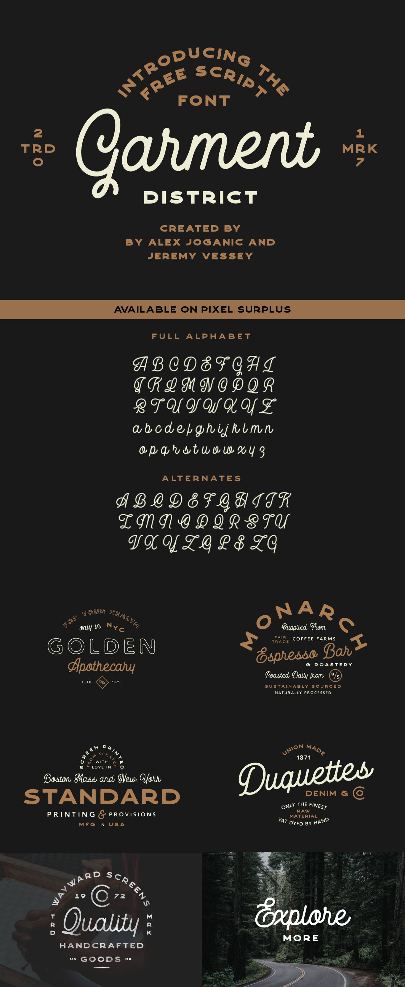 Free GARMENT DISTRICT - MONOLINE SCRIPT