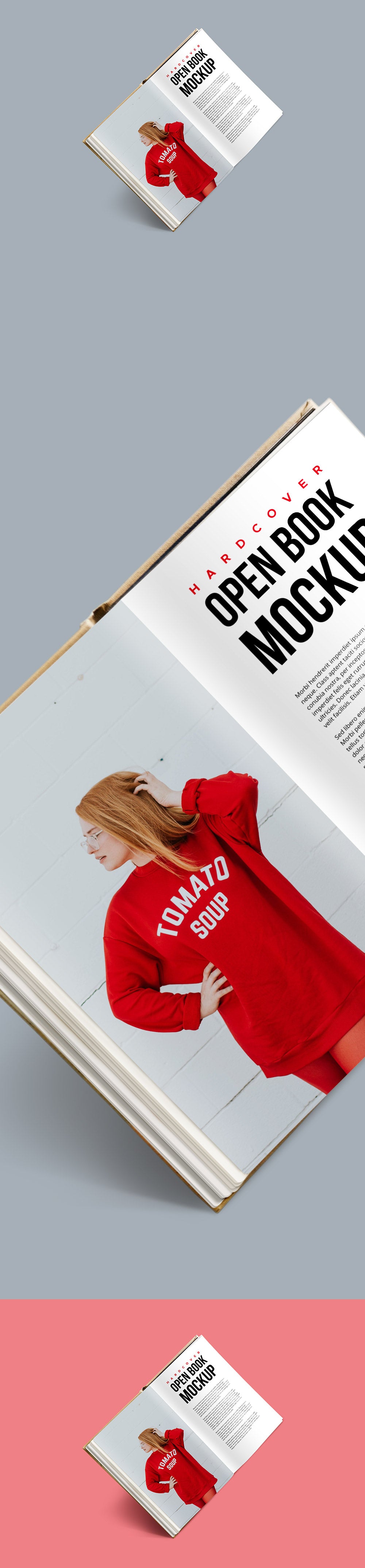 Free Hardcover Open Book PSD Mockup