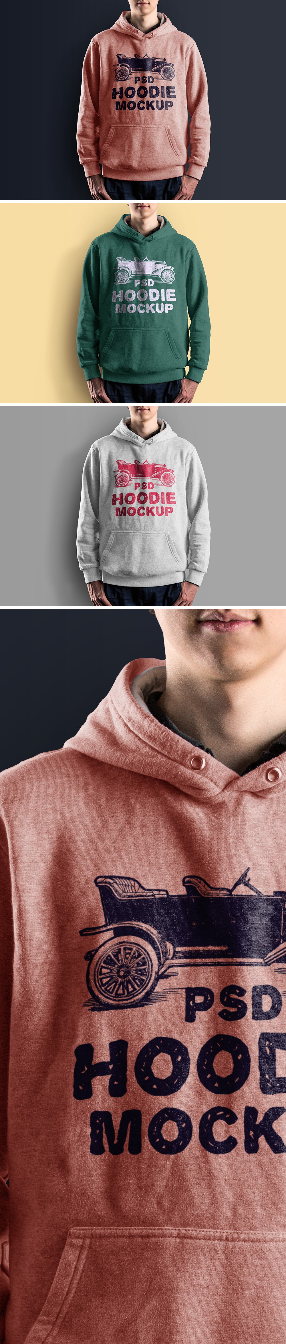 Free Men Wearing Hoodie Mockup PSD CreativeBooster