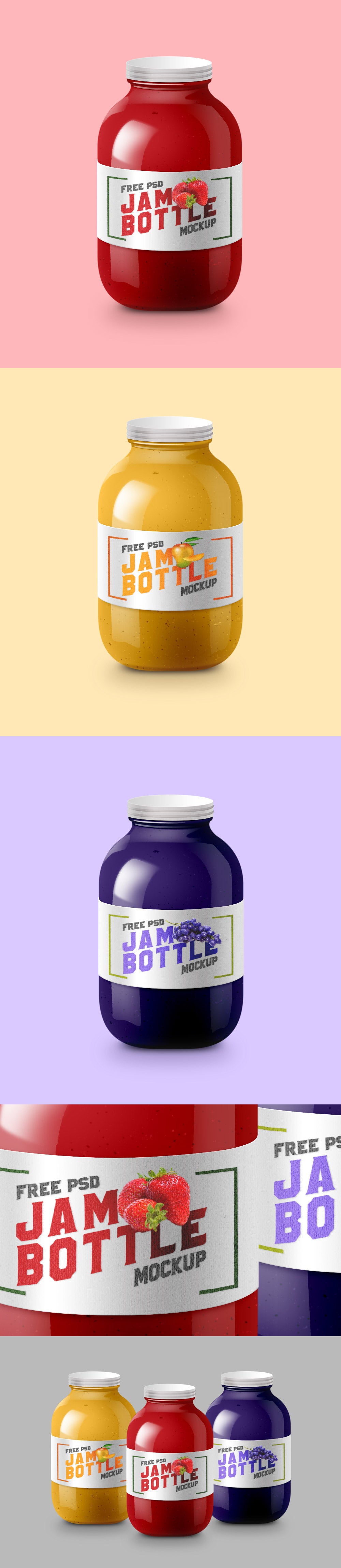 Free Glossy Jam Bottle Mockup PSD