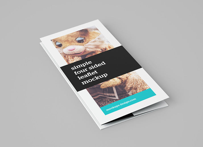 Free 4-panel Leaflet Brochure Mockup 5 Angles or Views