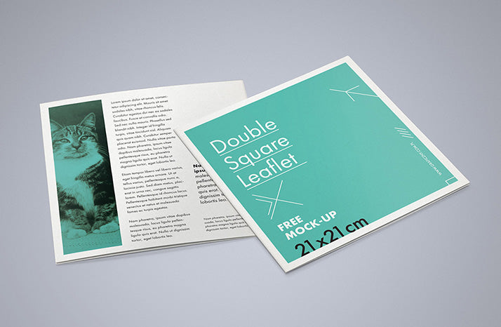 Free Set of 5 Double Square Leaflet Mockups