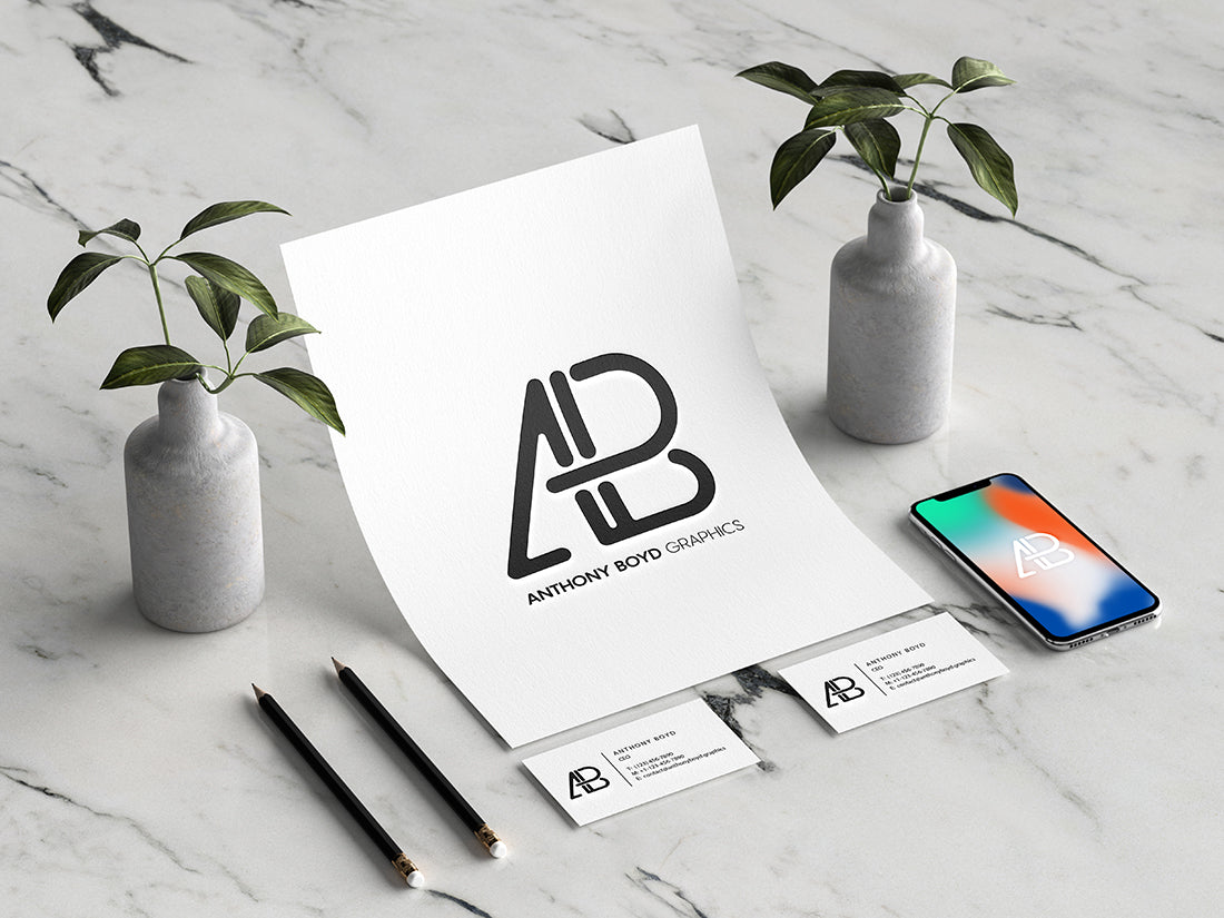 Free Modern Branding Identity Paper Mockup