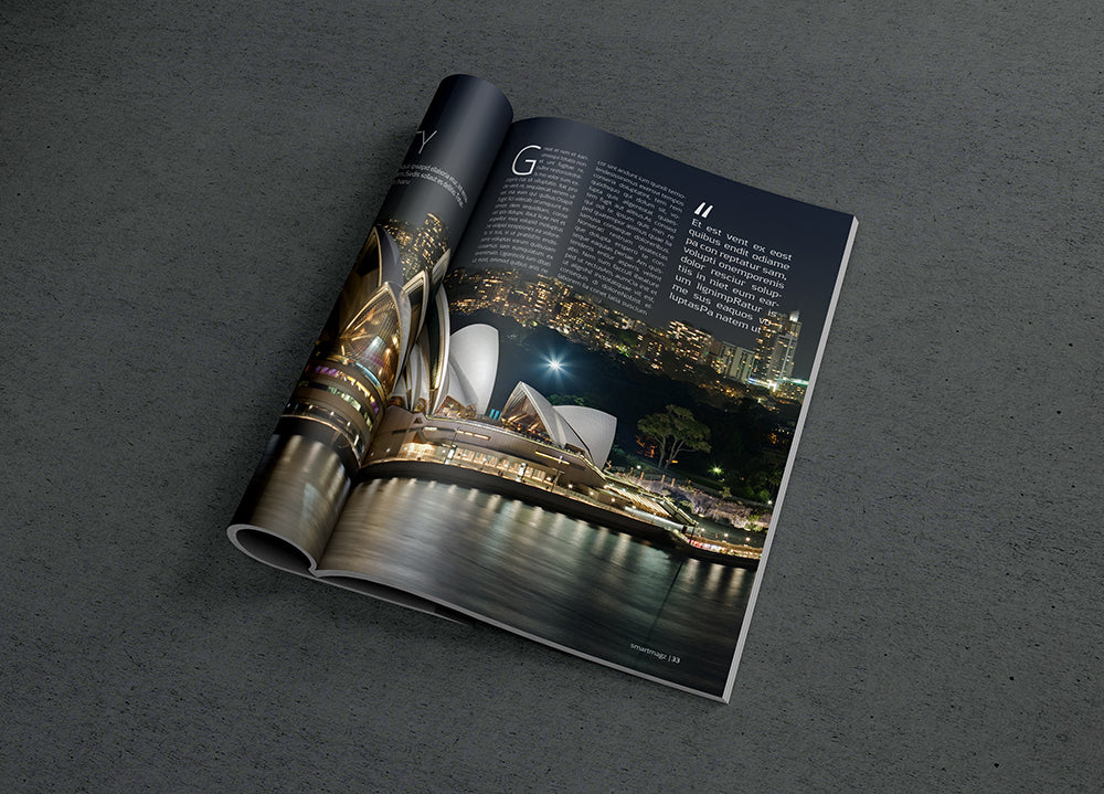 Free Dark Photorealistic Magazine MockUp