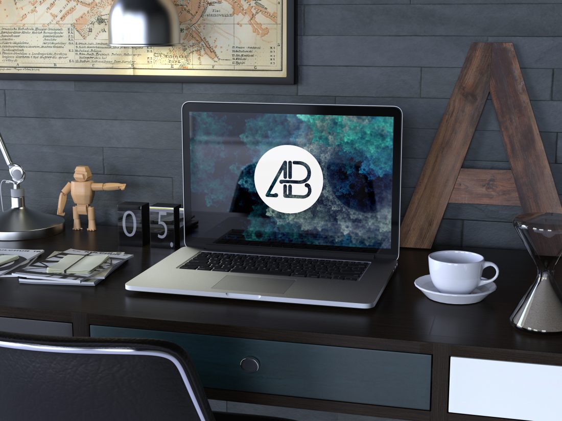 Free Realistic Retina Macbook Pro Mockup Artistic Office