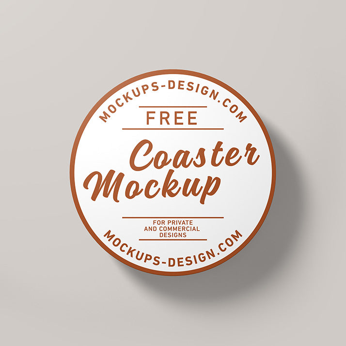 Free Round Coster Business Label Mockup
