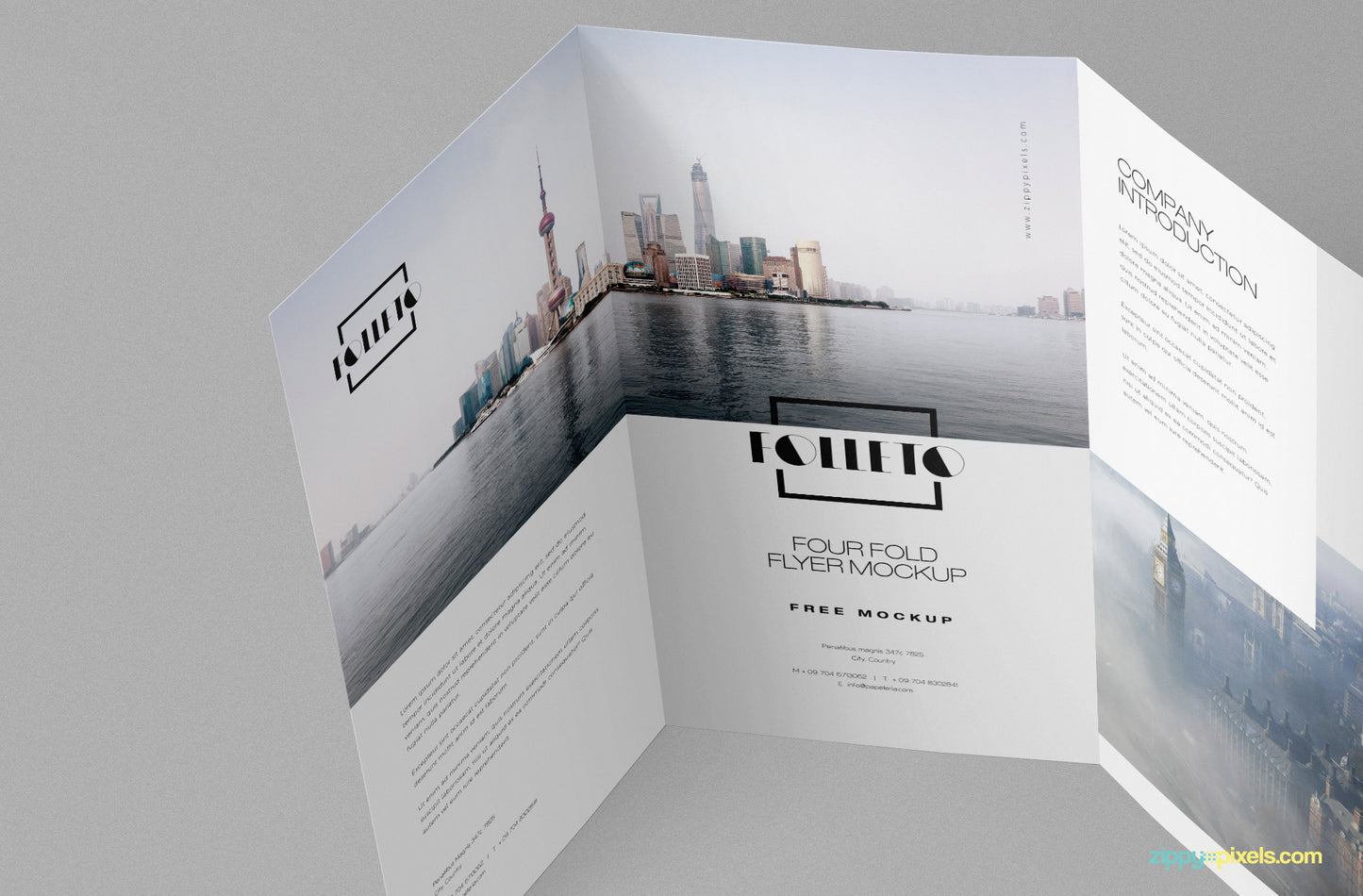 Free Photo-realistic Folded Brochure Mockup