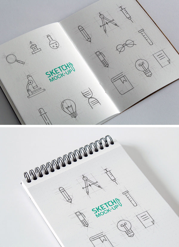Free Clean Sketchbook MockUps PSD