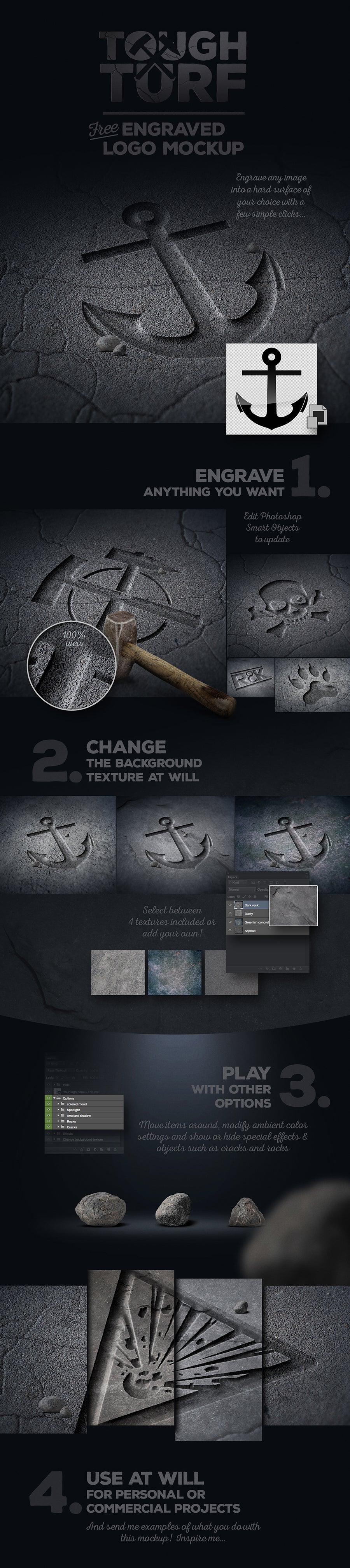 Free Tough Turf Surface PSD Logo Mockup