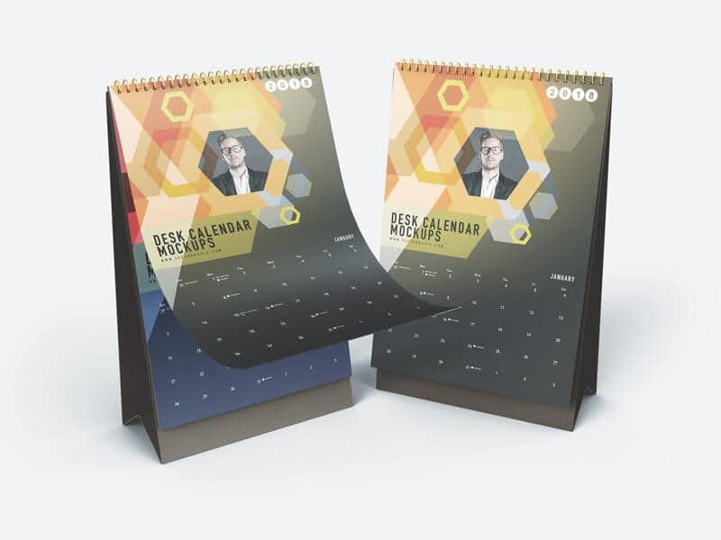 Free Cool Vertical Desk Calendar Mockups