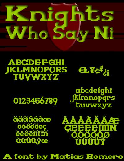 Free KnightsWhoSayNi Font