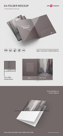 Free A4 Folder Mockup In Psd