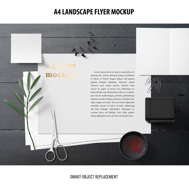 Free A4 Landscape Flyer Mockup Psd – CreativeBooster