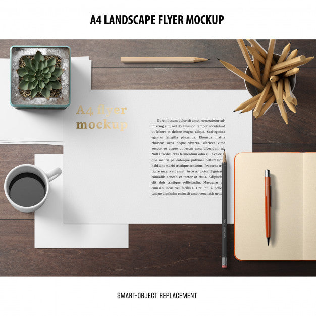 Free A4 Landscape Flyer Mockup Psd