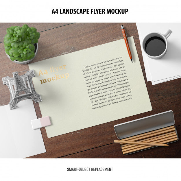 Free A4 Landscape Flyer Mockup Psd – CreativeBooster