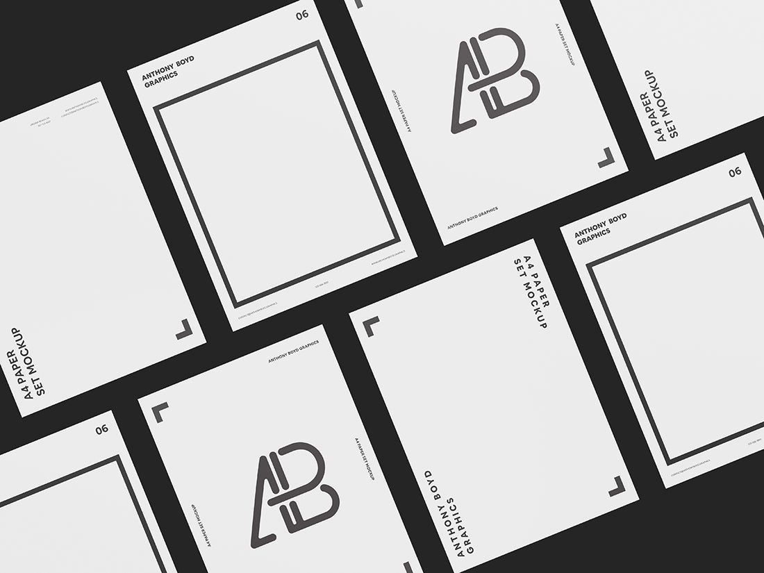 Free A4 Paper Set Mockup