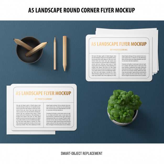 Free A5 Landscape Flyer Mockup Psd – CreativeBooster