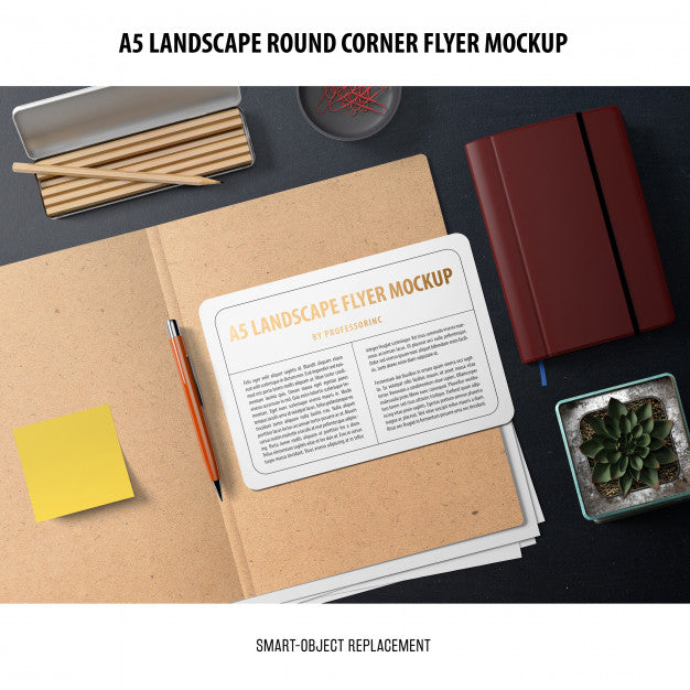 Free A5 Landscape Flyer Mockup Psd