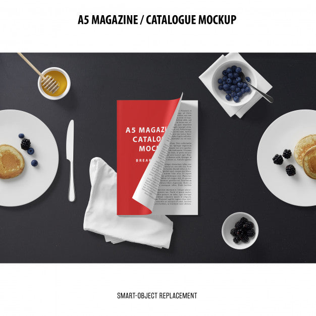 Free A5 Magazine Catalogue Mockup Psd