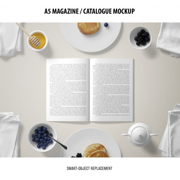 Free A5 Magazine Catalogue Mockup Psd