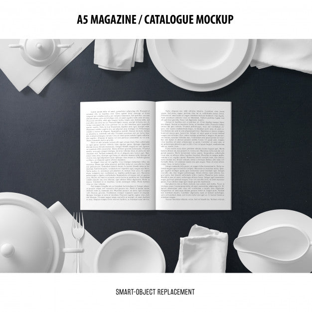Free A5 Magazine Catalogue Mockup Psd