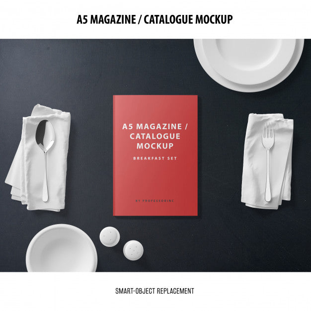 Free A5 Magazine Catalogue Mockup Psd