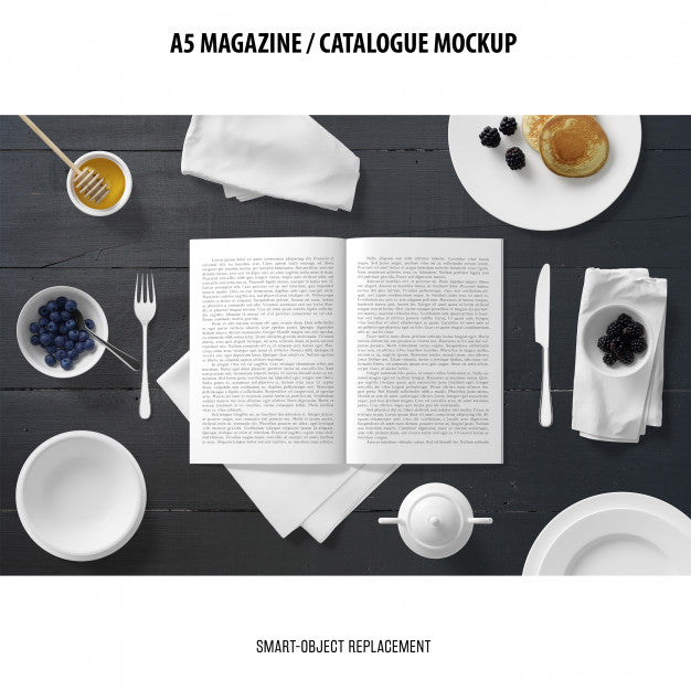 Free A5 Magazine Catalogue Mockup Psd