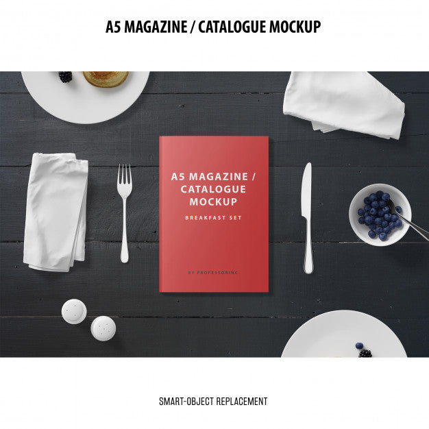 Free A5 Magazine Catalogue Mockup Psd
