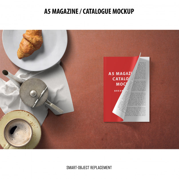 Free A5 Magazine Catalogue Mockup Psd