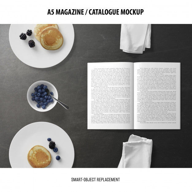 Free A5 Magazine Catalogue Mockup Psd