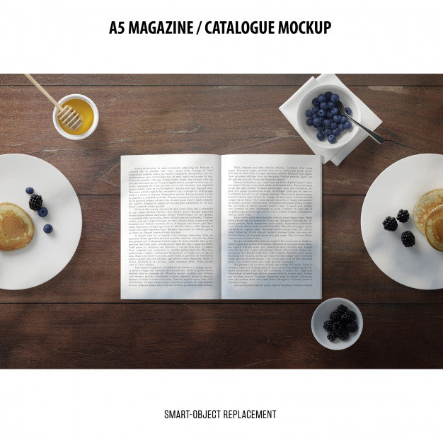 Free A5 Magazine Catalogue Mockup Psd