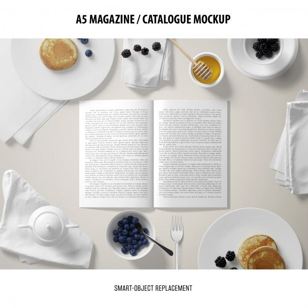 Free A5 Magazine Catalogue Mockup Psd