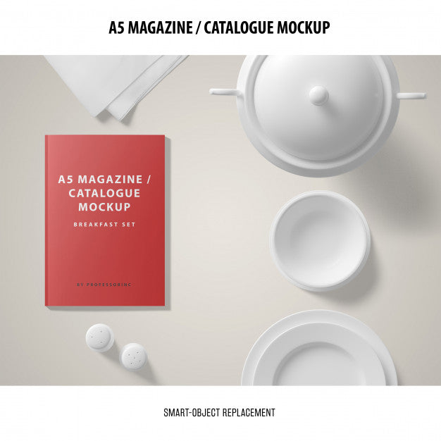 Free A5 Magazine Catalogue Mockup Psd