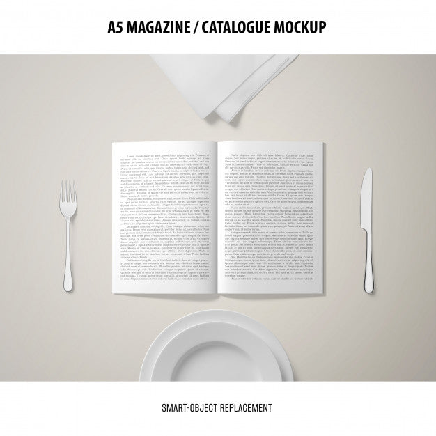Free A5 Magazine Catalogue Mockup Psd