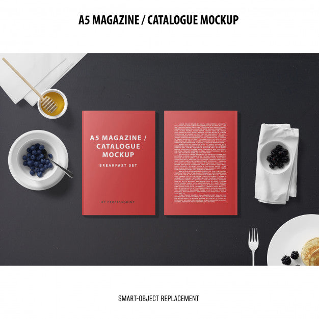 Free A5 Magazine Catalogue Mockup Psd