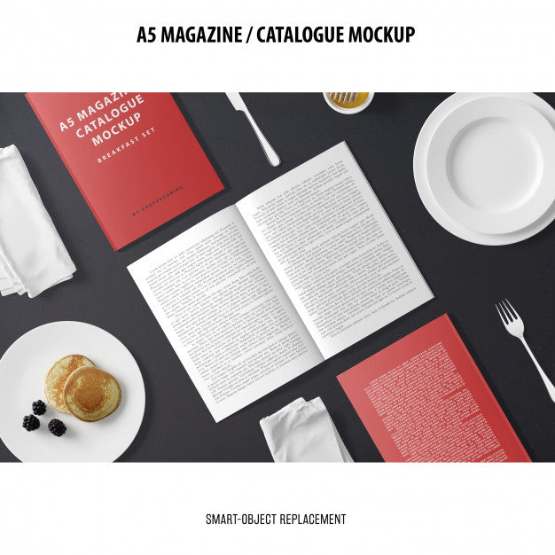 Free A5 Magazine Catalogue Mockup Psd