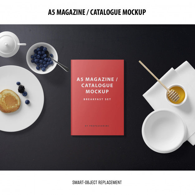 Free A5 Magazine Cover Catalogue Mockup Psd