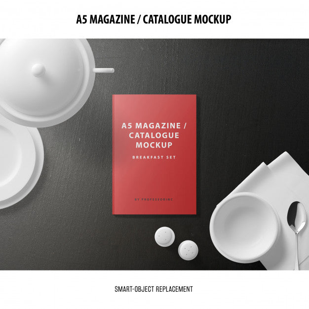 Free A5 Magazine Cover Catalogue Mockup Psd