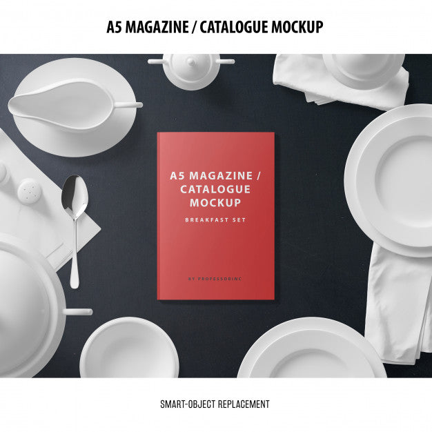 Free A5 Magazine Cover Catalogue Mockup Psd