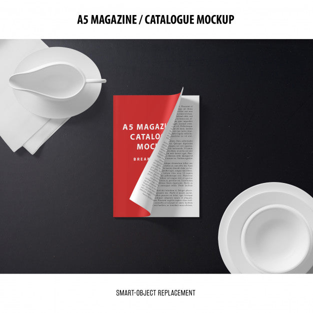 Free A5 Magazine Cover Catalogue Mockup Psd