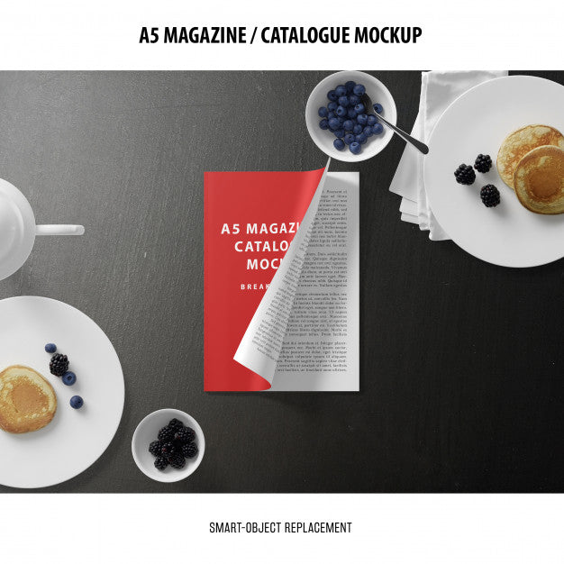 Free A5 Magazine Cover Catalogue Mockup Psd