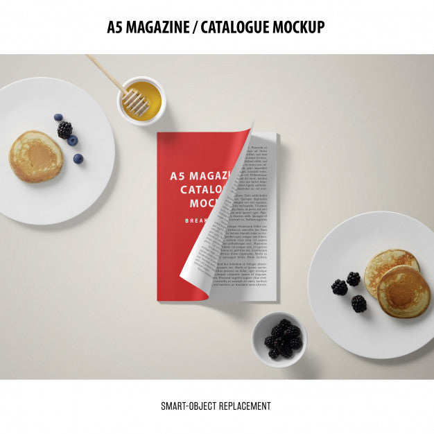 Free A5 Magazine Cover Catalogue Mockup Psd