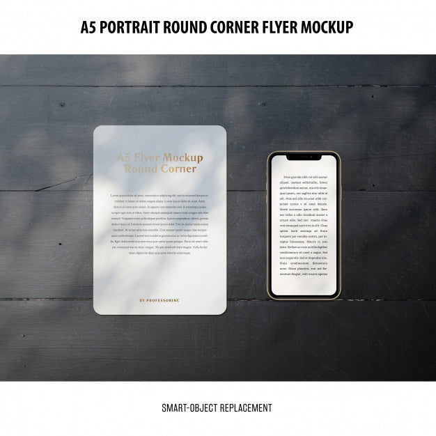 Free A5 Round Corner Flyer Mockup Psd